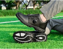 正規品 ゴルフシューズ メンズ 運動靴 ウォーキングシューズ 超軽量 履きやすい アウトドア ダイヤル式 防水防滑 耐磨 絶賛 黒 24.5~27.5cm_画像5
