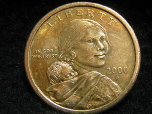 アメリカ合衆国　2000年　サカガウィアー　1ドル　コイン　P硬貨　インディアンのショーショーニー族　&　イーグル