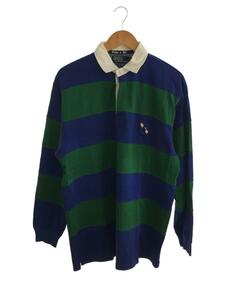 POLO RALPH LAUREN◆90s/レーヨン混ラガーシャツ/L/コットン/NVY/ボーダー