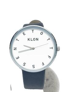 KLON◆クォーツ腕時計/アナログ/フェイクレザー/WHT/BLK