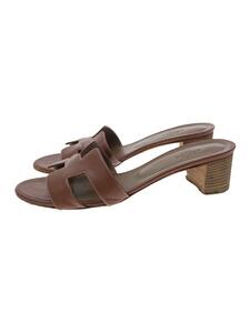 HERMES* sandals /39/BRW/ leather 