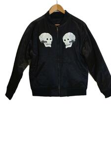 Dapper’s◆Souvenir Jacket/skull/bull the dog/スカジャン/40/レーヨン/BLK/無地