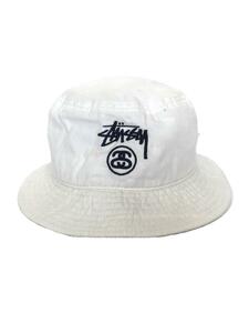 STUSSY◆バケットハット/L/コットン/WHT/無地/メンズ