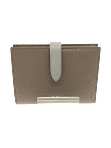 CELINE◆内側傷有/ラージストラップウォレット/2つ折り財布/レザー/BEG/メンズ