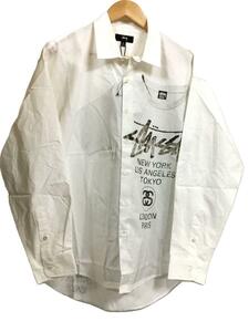 STUSSY◆長袖シャツ/S/コットン/WHT/プリント/22F1110249/World Tour Shirt/22AW