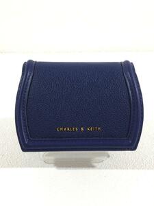 CHARLES&KEITH◆チャールズアンドキース/2つ折り財布/PVC/NVY/無地/レディース