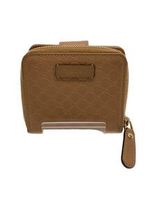 GUCCI◆2つ折り財布_マイクログッチシマ/レザー/BEG/レディース