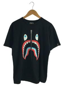 A BATHING APE◆COLOR CAMO SHARK TEE /L/コットン/BLK