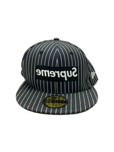 Supreme◆14ss/New Era Box Logo Cap/キャップ/7 1/2/ブラック/ストライプ/メンズ