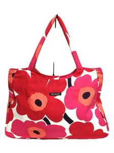 marimekko◆PAPAVER/ショルダーバッグ/キャンバス/RED/花柄