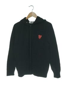 PLAY COMME des GARCONS◆Double Red Heart Hoodie/ジップパーカー/L/コットン/BLK/AZ-T294