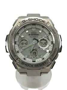 CASIO* solar wristwatch *G-SHOCK/ Digi-Ana / stainless steel /WHT/SLV