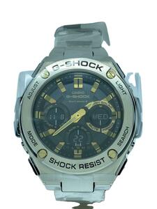 CASIO◆ソーラー腕時計・G-SHOCK/デジアナ/ステンレス/BLK/SLV/SS