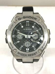 CASIO◆G-STEEL電波ソーラー腕時計・G-SHOCK/デジアナ/SLV/BLK