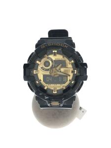 CASIO◆クォーツ腕時計・G-SHOCK/デジアナ/ラバー/GLD/BLK