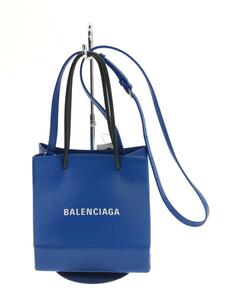 BALENCIAGA◆トートバッグ/レザー/BLU/597858/ショッピングトートXXS