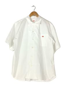 DANTON◆PLAIN WORK SHIRT S/S/半袖シャツ/40/コットン/ホワイト/DT-B0049/ワッペン