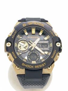 CASIO◆ソーラー腕時計_G-SHOCK/デジアナ/ラバー/BLK/BLK