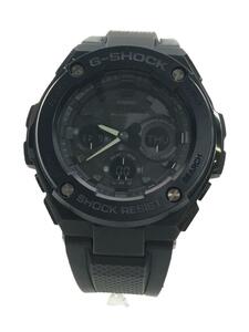 CASIO◆ソーラー腕時計・G-SHOCK/デジアナ/ラバー/BLK/BLK/SS