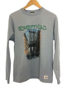 Schott◆PHOTO L/S T-SHIRT/3113163/長袖Tシャツ/袖リブ/ブルー/M