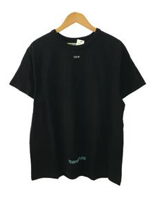 OFF-WHITE◆18SS/DIAG TEMPERATURE S/S TEE/S/コットン/ブラック/プリント/オフホワイト