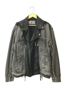 DIESEL◆D-LOSTY/デニム切替ダブルライダースジャケット/XL/羊革/GRY/00SAQP0NAZF