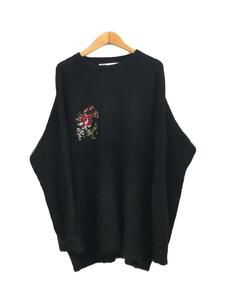 DAIRIKU◆Flower Cross Embroidery Border Knit/FREE/モヘア/BLK/21AW/ニット