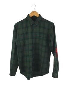 PENDLETON◆長袖シャツ/M/ウール/GRN/チェック/P16FM001/エルボーパッチ