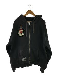 UNKNOWN LONDON◆NYC SNAKE ZIP HOODIE/ウォッシュ加工/XL/コットン/GRY/201MT-1311