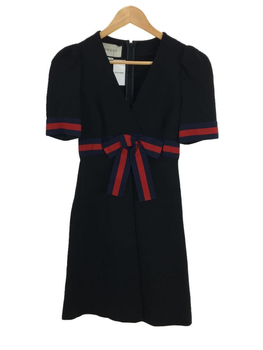 ニューシーズン Gucci グッチ ロゴディテール 半袖ドレス GUCCI◇Jersey V-neck Dress/半袖ワンピース/XXS/レーヨン/BLK
