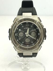 CASIO◆ソーラー腕時計・G-SHOCK/デジアナ/ラバー/BLK/BLK