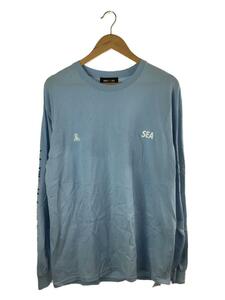 WIND AND SEA◆長袖Tシャツ/L/コットン/BLU/WDS-SPNT-03/ヤケ汚れ有