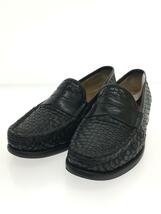 COLE HAAN◆編み込みレザー/コインローファー/US7.5/BLK/レザー/シューツリー付属_画像2