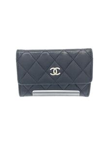 CHANEL◆カードケース/レザー/BLK/レディース