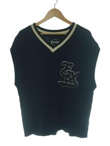 EXAMPLE◆ニットベスト(厚手)/L/コットン/NVY/無地/22AW/COLLEGE EX LOGO KNIT VEST