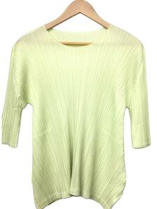 PLEATS PLEASE ISSEY MIYAKE◆mellow pleats/半袖ブラウス/3/ポリエステル/GRN/PP23JK282/蛍光グリーン