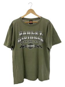 HARLEY DAVIDSON◆ロゴ/両面プリント/Tシャツ/XL/コットン/KHK