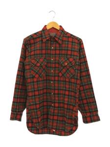 PENDLETON◆70s/usa製/長袖Tシャツ/S/ウール/RED/チェック