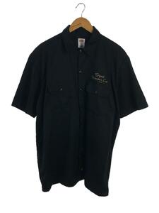 DICKIES◆ワークシャツ/バックプリント/半袖シャツ/XL/コットン/BLK