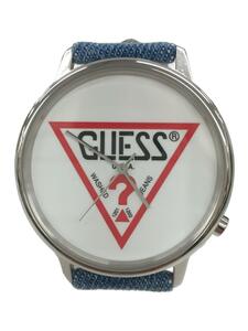 GUESS◆クォーツ腕時計/アナログ/レザー/WHT/IDG