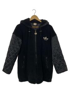 adidas◆80s/VINTAGE/デサント製/キルティング切替/フリースジャケット/M/アクリル/BLK