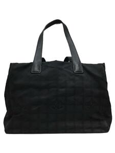 CHANEL◆トートMM_ニュートラベルライン_ナイロン_BLK/ナイロン/BLK