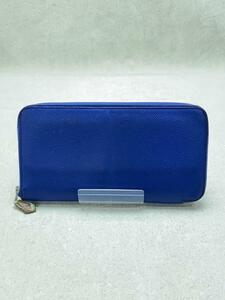 HERMES◆長財布/PVC/BLU/無地/レディース