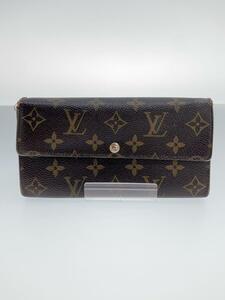 LOUIS VUITTON◆1)ポルト・フォイユ・サラ_モノグラム・キャンバス_BRW/PVC/BRW/レディース/イニシャル入り