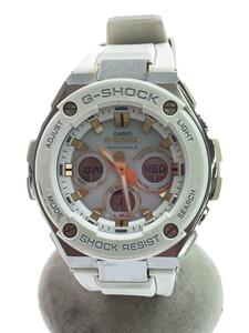 CASIO◆ソーラー腕時計・G-SHOCK/デジアナ/ラバー/WHT/WHT