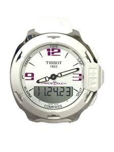 TISSOT◆クォーツ腕時計/デジアナ/ラバー/WHT/WHT/T081420