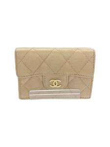 CHANEL◆マトラッセ/3つ折り財布/レザー/BEG/レディース/ap0230y33352