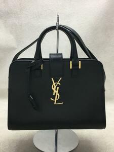 SAINT LAURENT◆ベイビーカバス/YSLロゴ/ショルダーバッグ/レザー/BLK/568853