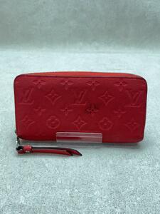 LOUIS VUITTON◆ジッピー・ウォレット_モノグラム・アンプラント_RED/牛革/RED/レディース