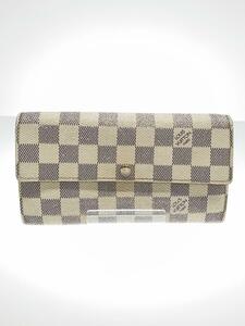 LOUIS VUITTON◆1)ポルト・フォイユ・サラ_ダミエ・アズール_WHT/PVC/WHT/メンズ